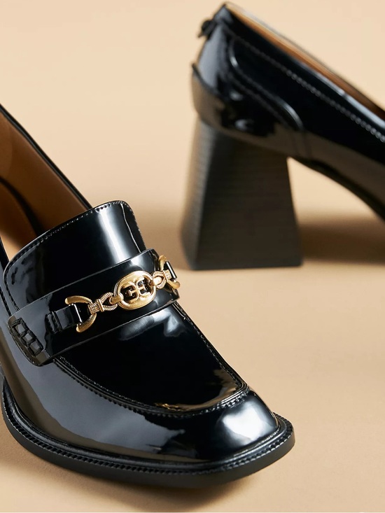 Sam Edelman Shoes - Sam Edelman QUINCY BLOCK HEEL LOAFER patent leather gold charm chunky women’s 6